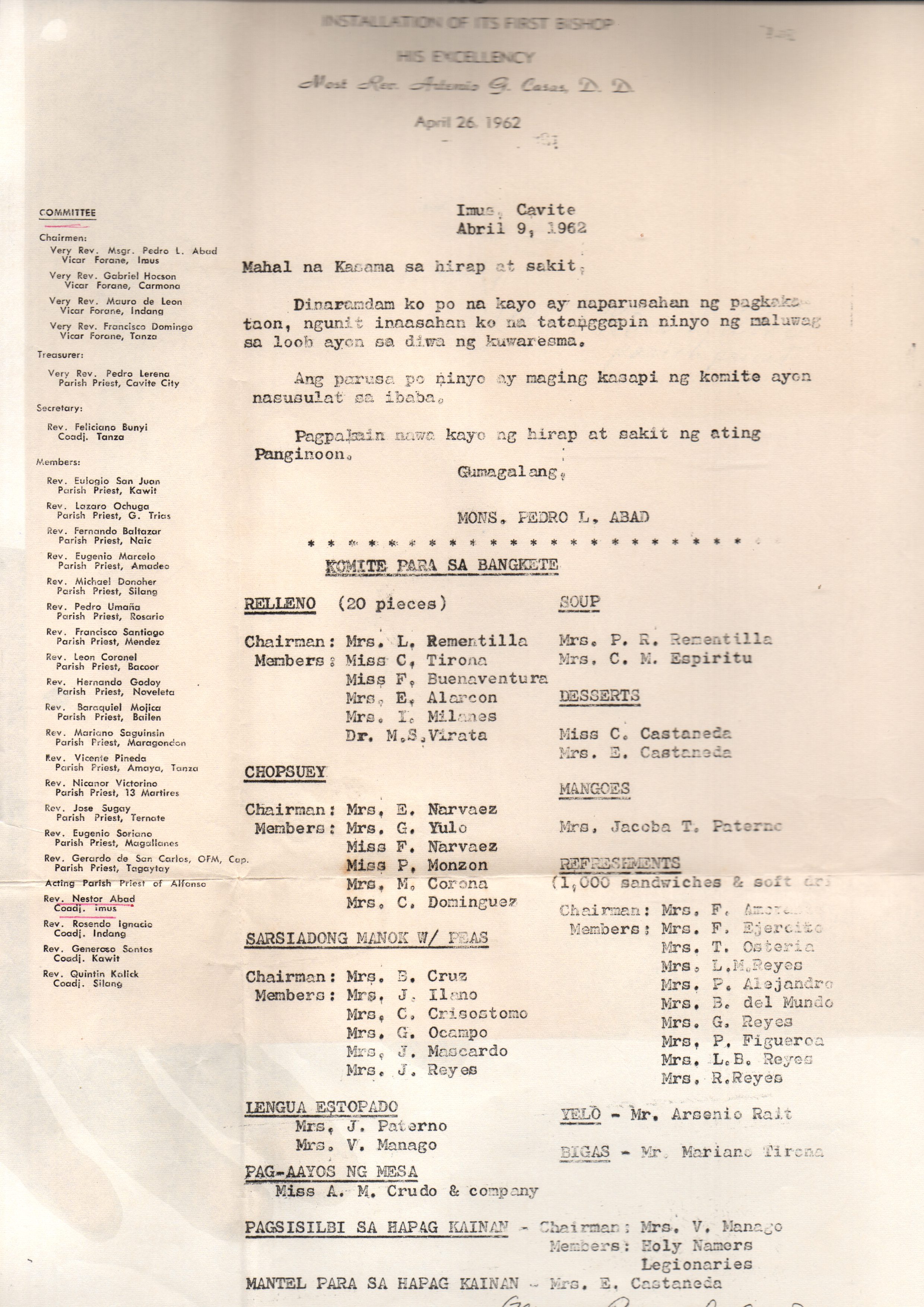 Invitation to Committee - Letter